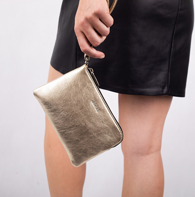SEGALI Women&acute;s leather handbag etue A2 Gold kosmetinė