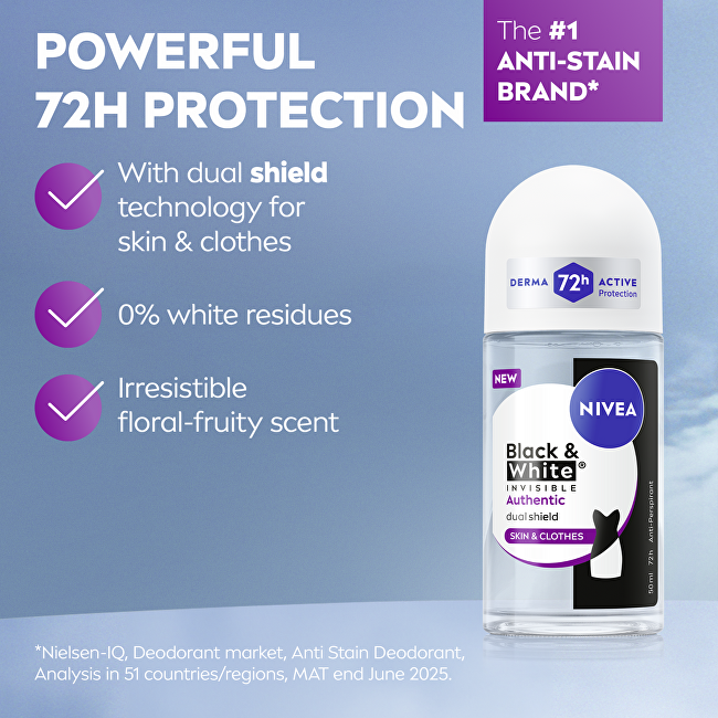 Nivea B&W Authentic Anti-Perspirant Roll-On 50 ml 50ml dezodorantas