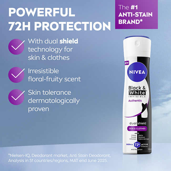 Nivea Antiperspirant spray B&W Authentic Anti-Perspirant 150 ml 150ml dezodorantas
