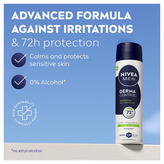 Nivea Antiperspirant spray for sensitive skin Men Derma Control Sensitive (Antiperspirant) 150 ml 150ml dezodorantas