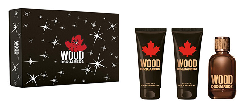 Dsquared² Wood For Him - EDT 100 ml + sprchový gel 100 ml + balzám po holení 100 ml 100ml Wood For Him - EDT 100 ml + sprchový gel 100 ml + balzám po holení 100 ml Vyrams Rinkinys