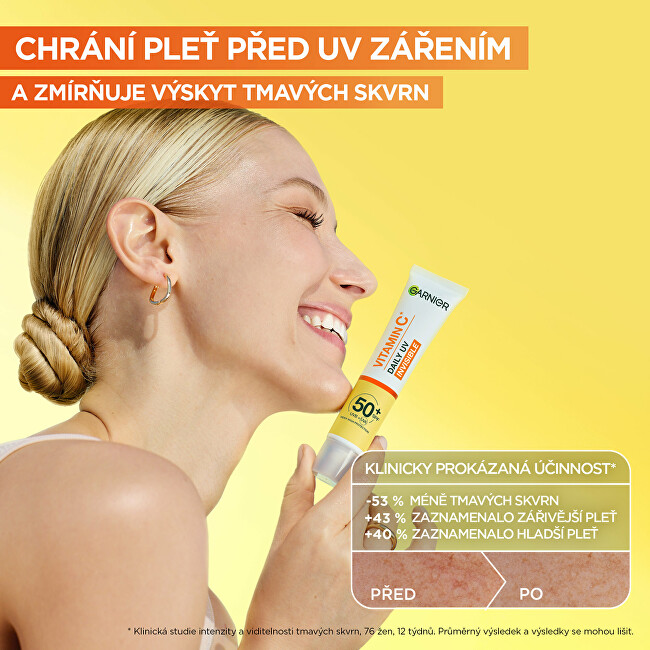 Garnier Brightening Protective Facial Fluid SPF 50+ Vitamin C (Daily UV Invisible) 40 ml 40ml veido apsauga