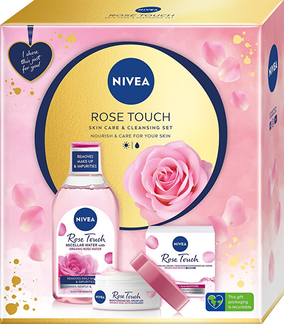 Nivea Rose Touch skin care gift set makiažo valiklis
