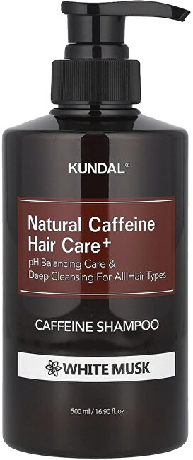 KUNDAL Anti-hair loss shampoo with caffeine Natural Caffeine Hair Care+ White Musk (Caffeine Shampoo) 500ml Unisex