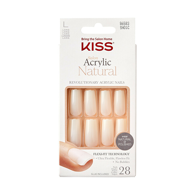 Kiss Adhesive nails Salon Acrylic Natura l Nails - Bareskinned 28 pcs Moterims