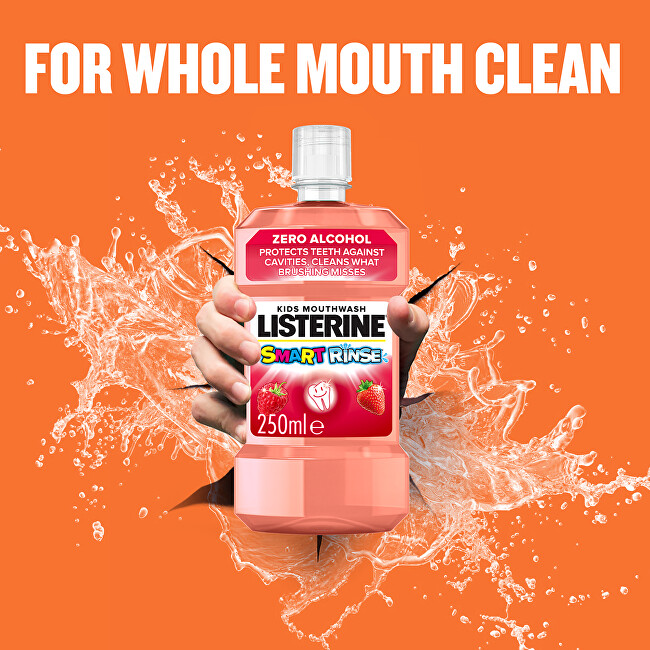 Listerine Mouthwash for Kids Fruity Smart Rinse Berry 250 ml 250ml Dantų emalį stiprinanti priemonė