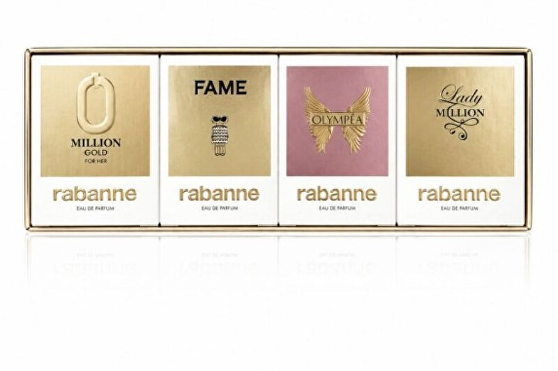 Rabanne Rabanne mini set for women - Million Gold - EDP 5 ml + Fame - EDP 4 ml + Olympea - EDP 6 ml + Lady Million - EDP 5 ml 5ml kvepalų mėginukas Moterims Rabanne Rabanne mini set for women - Million Gold - EDP 5 ml + Fame - EDP 4 ml + Olympea - EDP 6 ml + Lady Million - EDP 5 ml 5ml kvepalų mėginukas Moterims