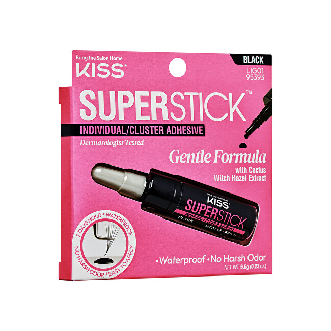 Kiss Eyelash Glue Super Stick Individual (Lash Cluster Adhesive) 6.5 g Black dirbtinės blakstienos