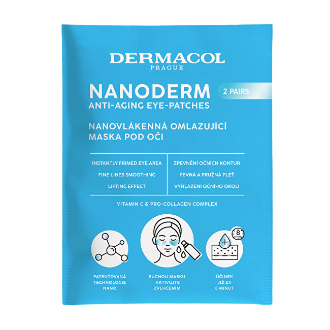 Dermacol Nanofiber rejuvenating eye mask Nanoderm Eye-Patches 1 pair vietinės priežiūros priemonė