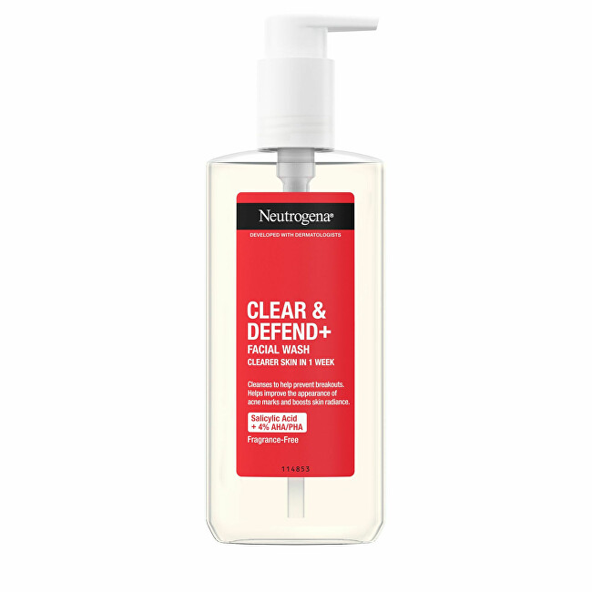 Neutrogena Cleansing gel against pimples Clear & Defend + (Facial Wash) 200 ml 200ml makiažo valiklis