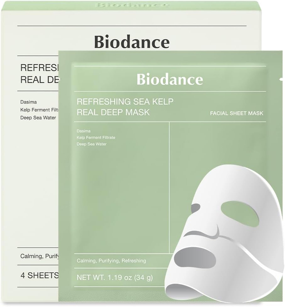 Biodance Soothing face mask Refreshing Sea Kelp (Real Deep Mask) 4 pcs Moterims Biodance Soothing face mask Refreshing Sea Kelp (Real Deep Mask) 4 pcs Moterims