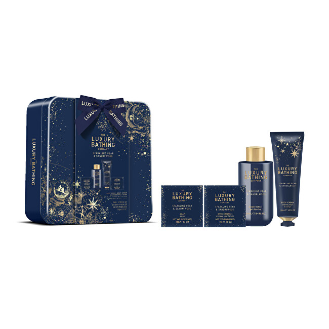 Grace Cole Pear Shower Care Set ( Hru&scaron;ka & Santalov&eacute; dřevo ) - D&aacute;rkov&aacute; sada v plechov&eacute; d&oacute;ze ( 4 ks ) Vonios ir du&scaron;o priemonė Moterims