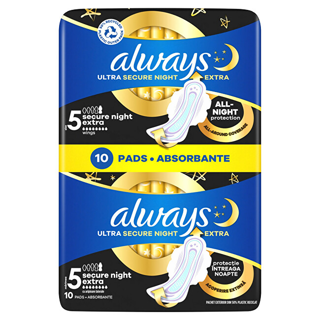 Always Ultra Secure Night Extra Protection S5 night sanitary pads 10 pcs Moterims