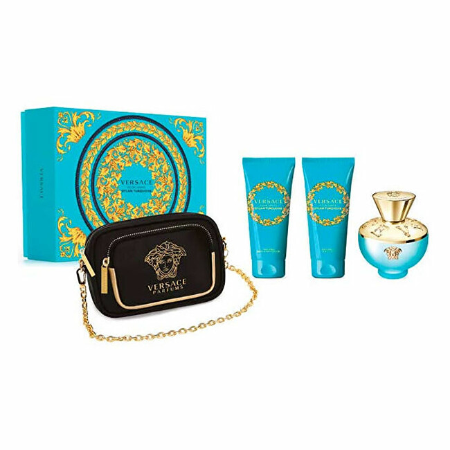Versace Dylan Turquoise - EDT 100 ml + parf&eacute;movan&yacute; tělov&yacute; gel 100 ml + sprchov&yacute; gel 100 ml + kosmetick&aacute; ta&scaron;t 100ml Dylan Turquoise - EDT 100 ml + parf&eacute;movan&yacute; tělov&yacute; gel 100 ml + sprchov&yacute; gel 100 ml + kosmetick&aacute; ta&scaron;tička Kvepalai Moterims Rinkinys