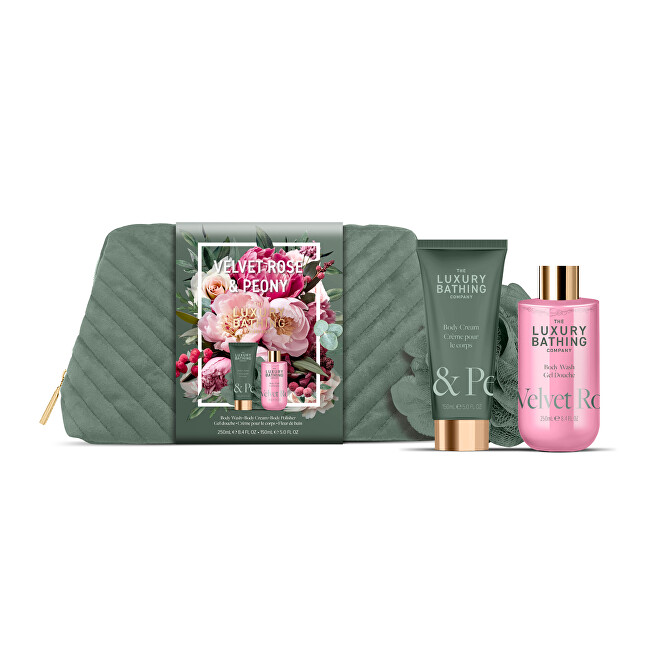 Grace Cole Peony Body Care Set & Bag ( Růže & Pivoňka ) - D&aacute;rkov&aacute; sada tělov&eacute; p&eacute;če v kosmetick&eacute; ta&scaron;tičce ( 3 ks ) Vonios ir du&scaron;o priemonė Moterims