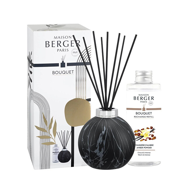 Maison Berger Paris Gift set aroma diffuser Marbrure Black + Amber Powder refill 180 ml 180ml Unisex