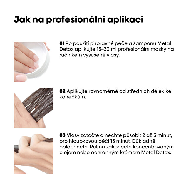 L'Or&eacute;al Professionnel Mask for colored and damaged hair, for hair shine, long-lasting color, rich texture Serie Expert Metal Detox ( Professional Mask) 150ml atstatomoji plaukų priežiūros priemonė