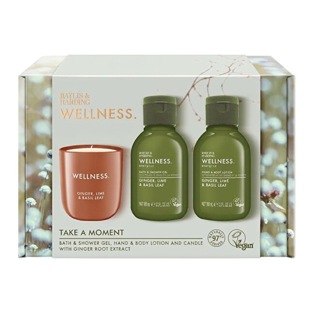 Baylis & Harding Body Care Set with Candle - Ginger, Lime & Basil, 3pcs Vonios ir du&scaron;o priemonė Moterims