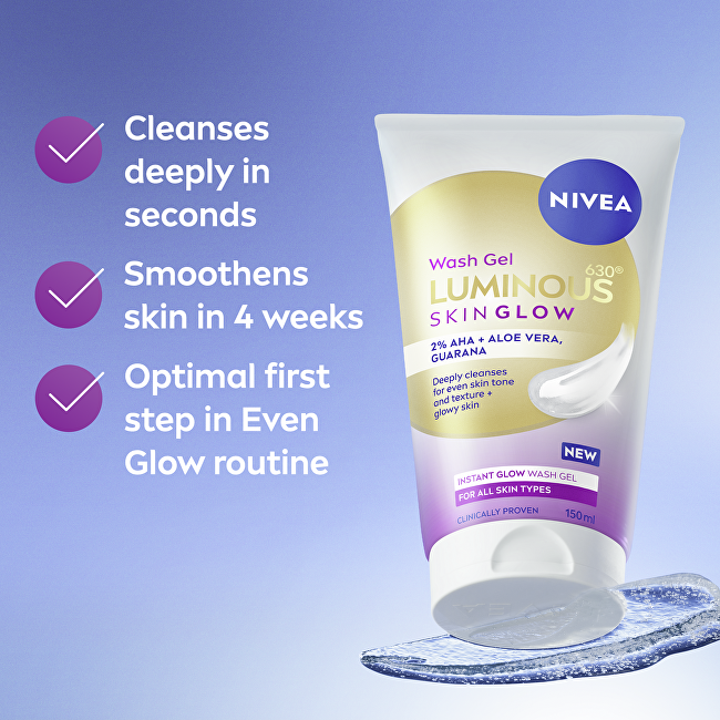 Nivea Luminous Skin Glow Wash Gel 150 ml 150ml makiažo valiklis