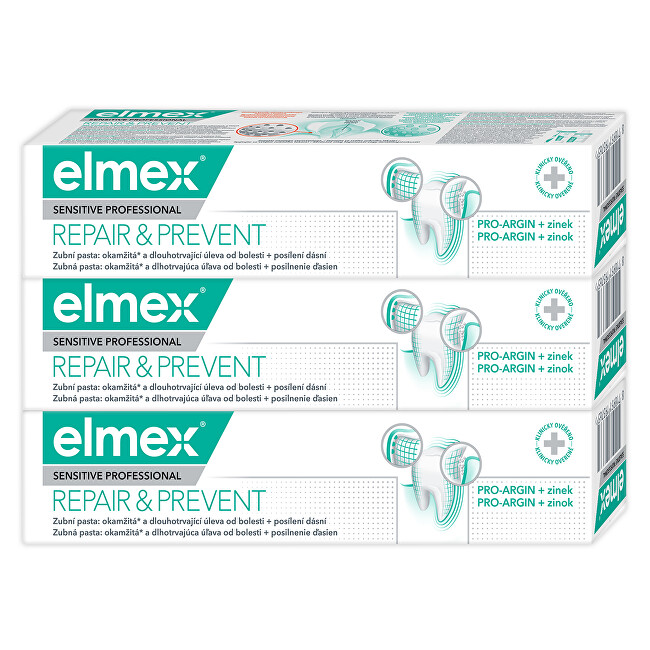 Elmex Toothpaste for pain relief Sensitive Professional Repair & Prevent Trio 3 x 75 ml 75ml jautrių dantų priežiūros priemonė