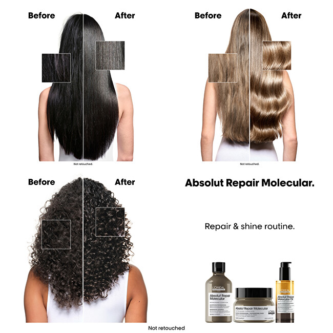 L'Or&eacute;al Professionnel Absolut Repair Molecular Bi-Phase Oil for Damaged Hair 30ml nenuplaunama plaukų priežiūros priemonė
