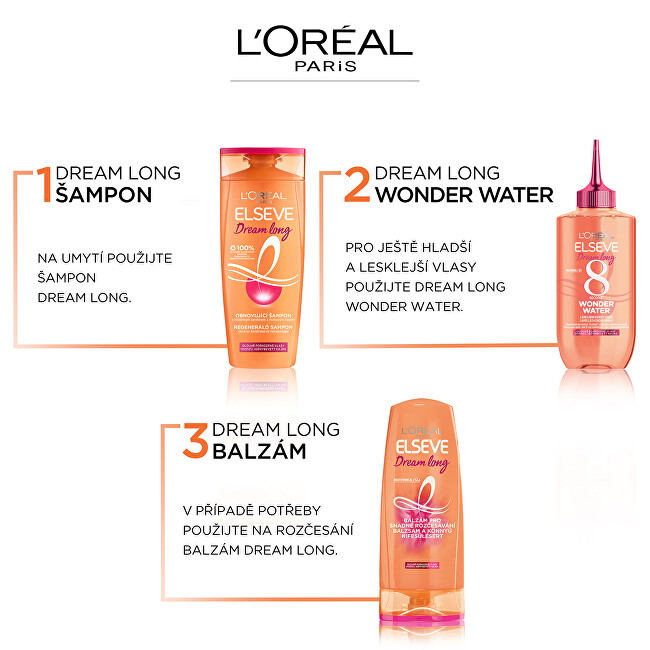 L&acute;Or&eacute;al Paris Lamellar conditioner Elseve Dream Long 8 Second Wonder Water 200 ml 200ml atstatomoji plaukų priežiūros priemonė