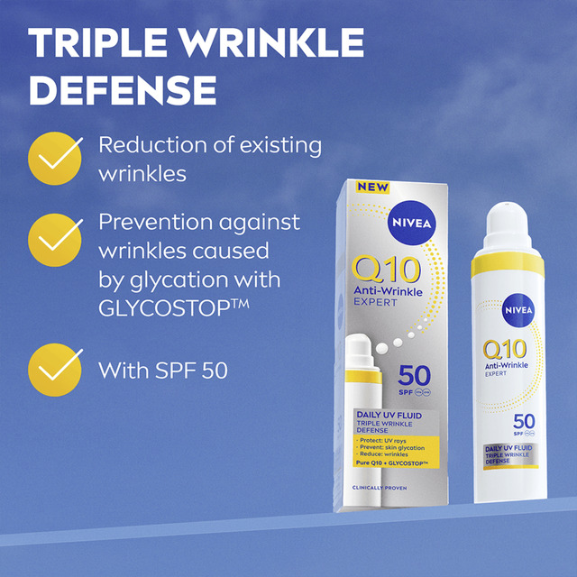 Nivea Daily Facial Fluid SPF 50 Q10 Anti-Wrinkle Expert (Daily UV Fluid) 40 ml 40ml vietinės priežiūros priemonė