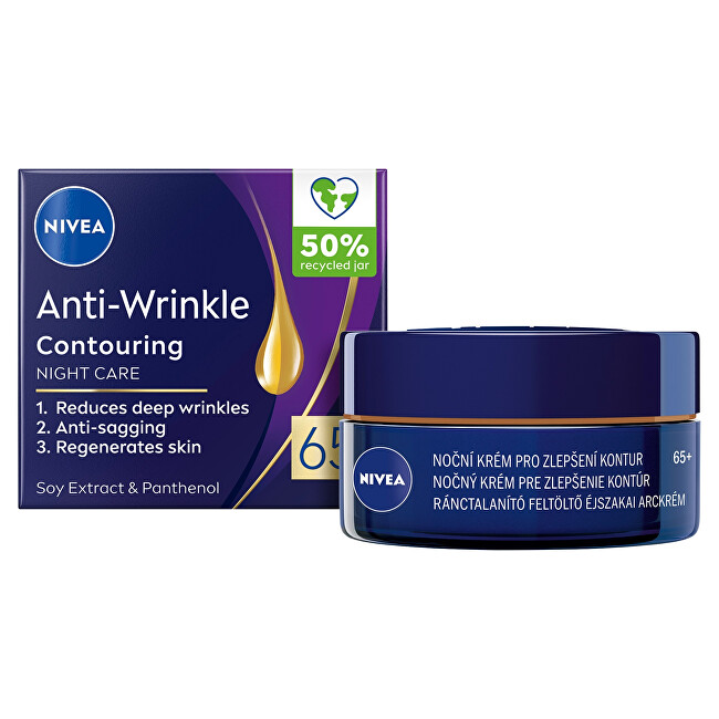 Nivea Night cream for improving contours 65+ (Anti-Wrinkle Contouring Night Care) 50 ml 50ml Moterims