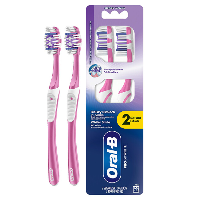 Oral B Pro-3D White Whitening Clean Medium Toothbrush 2 pcs Unisex