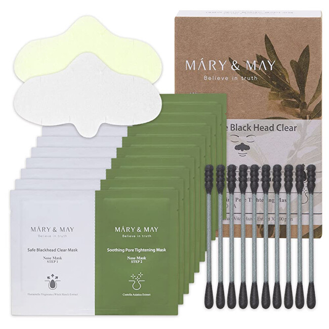 MARY & MAY Daily Safe Black Head Clear Nose Mask [Step1 3.5g+Step2 3.5g]X10pcs Moterims