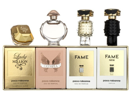 Rabanne Mini sada Rabanne pro ženy - Million - EDP 5 ml + Olympea - EDP 6 ml + Fame - parf&eacute;m 4 ml + Fame - EDP 4 ml 5ml kvepalų mėginukas Moterims