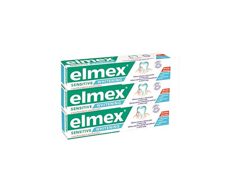 Elmex Whitening toothpaste for sensitive teeth Sensitive White ning Trio 3x 75 ml 75ml jautrių dantų priežiūros priemonė