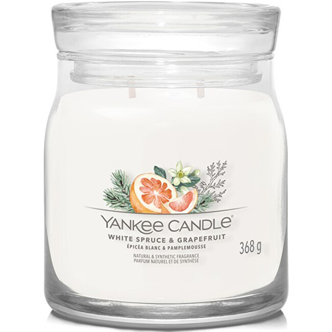 Yankee Candle Signature scented candle glass medium White Spruce & Grapefruit 368 g kvepianti žvakė