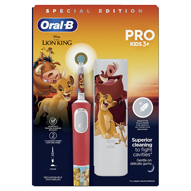 Oral B Electric Toothbrush with Travel Case for Kids The Lion King dantų &scaron;epetėlis