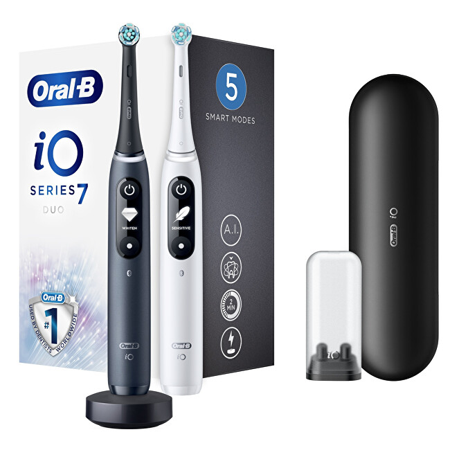 Oral B Electric toothbrush iO7 Series Duo Pack Black Onyx / White Extra Handle 2 pcs Unisex