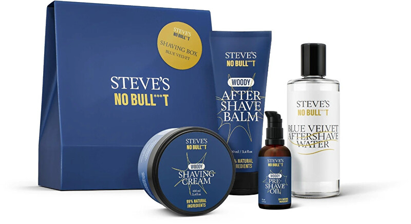 Steve´s Stevův Holicí box Blue velvet (Pre-shave Oil 50ml, Shaving Creme 100ml, After Shave Balm 100ml, Afte 50ml Vyrams