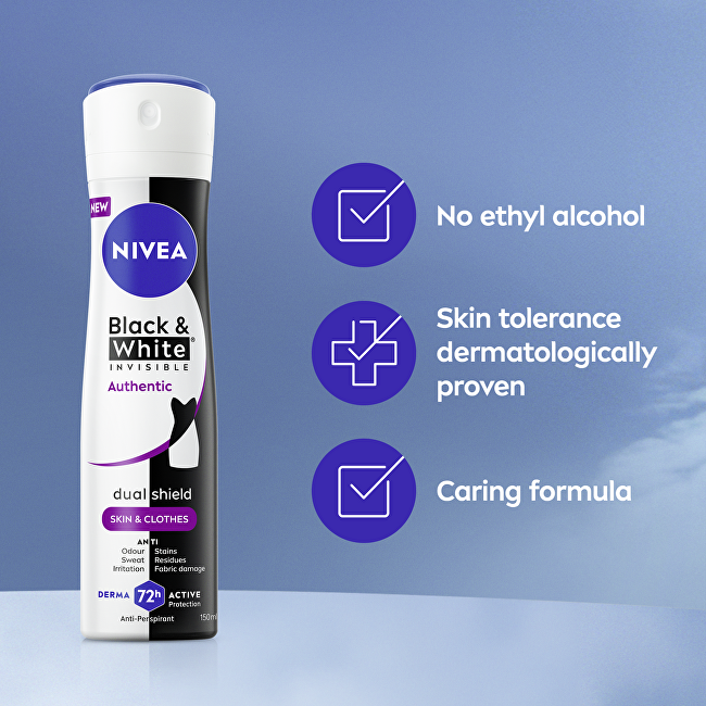 Nivea Antiperspirant spray B&W Authentic Anti-Perspirant 150 ml 150ml dezodorantas