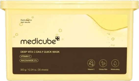 Medicube Deep Vita C Daily Quick Sheet Mask - Vitam&iacute;nov&aacute; pleťov&aacute; maska 30 ks Drėkinamasis veido kremas Moterims
