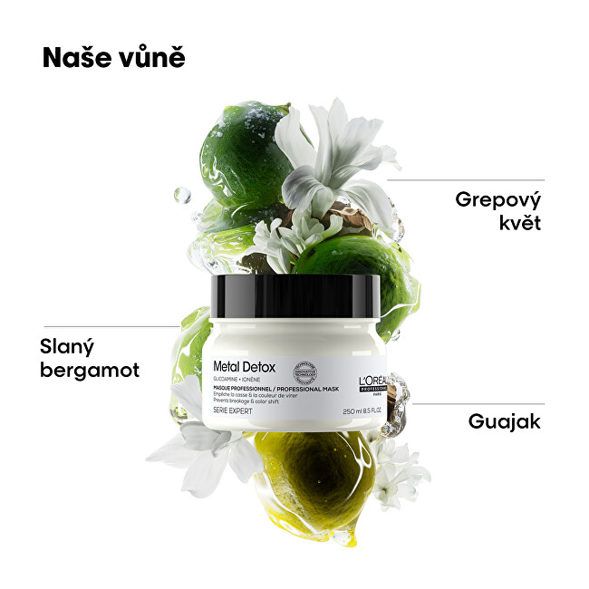 L'Or&eacute;al Professionnel Mask for colored and damaged hair, for hair shine, long-lasting color, rich texture Serie Expert Metal Detox ( Professional Mask) 150ml atstatomoji plaukų priežiūros priemonė
