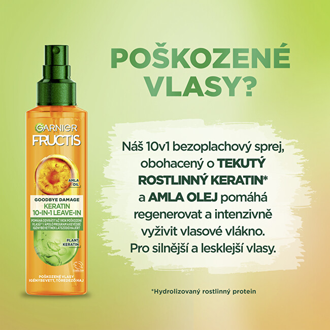 Garnier Leave-in spray with keratin 10in1 Fructis Goodbye Damage ( Keratin 10in1-Leave-In) 150 ml 150ml nenuplaunama plaukų priežiūros priemonė