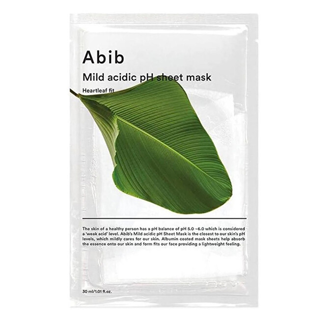 Abib Mild Acidic pH Heartleaf Fit Sheet Mask - Zklidňuj&iacute;c&iacute; pl&aacute;t&yacute;nkov&aacute; maska Veido priemonė raudonuojančiai ir jautriai odai Moterims