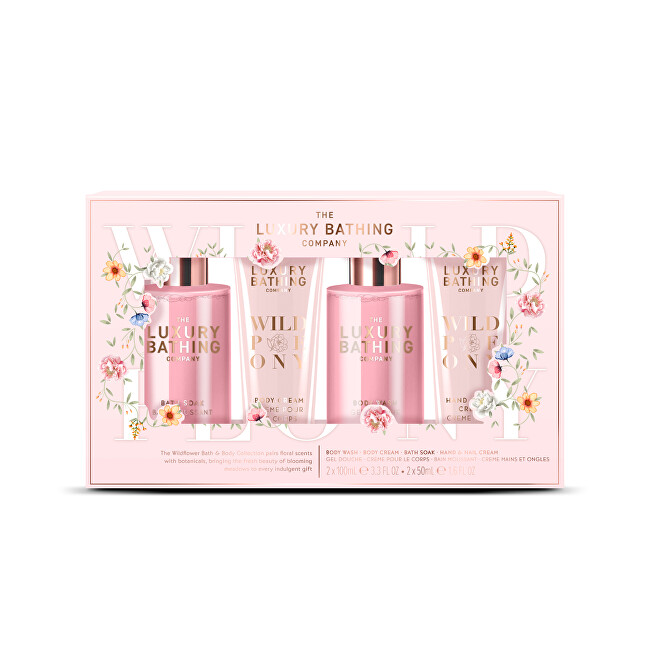 Grace Cole Wild Peony Gift Set ( Pivoňka, Broskev & Malina ) - D&aacute;rkov&aacute; sada p&eacute;če o tělo ( 4 ks ) Vonios ir du&scaron;o priemonė Moterims