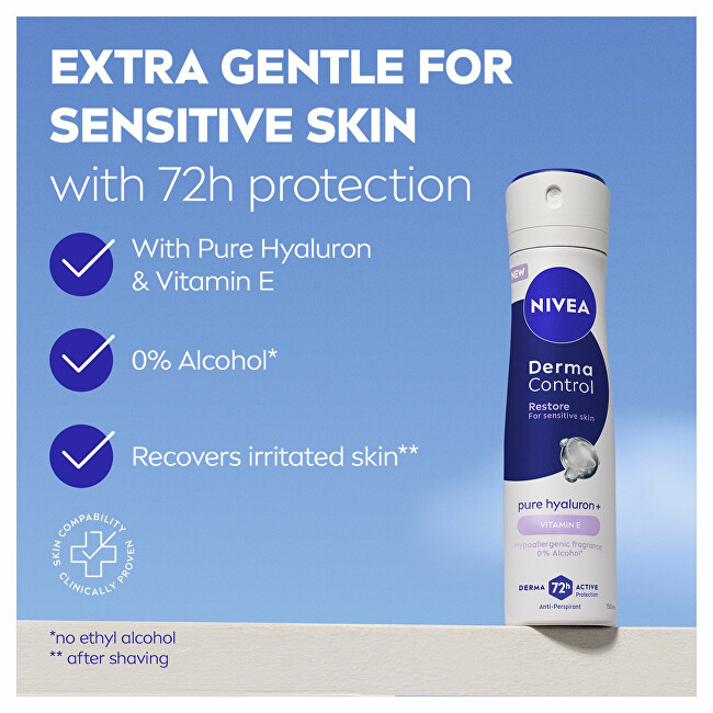 Nivea Antiperspirant spray for sensitive skin Derma Control Restore (Antiperspirant) 150 ml 150ml dezodorantas