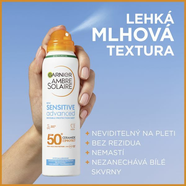 Garnier Protective mist for sensitive skin SPF 50+ Sensitiv e Advanced (Invisible Protection Mist) 150 ml 150ml veido apsauga