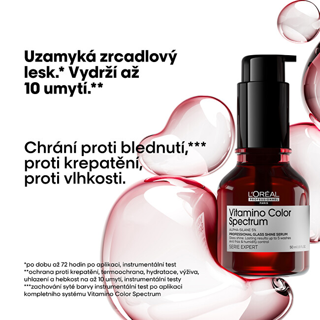 L'Or&eacute;al Professionnel Leave-in serum for colored hair Vitamino Color Spectrum (Professional Glass Shine Serum) 50ml nenuplaunama plaukų priežiūros priemonė