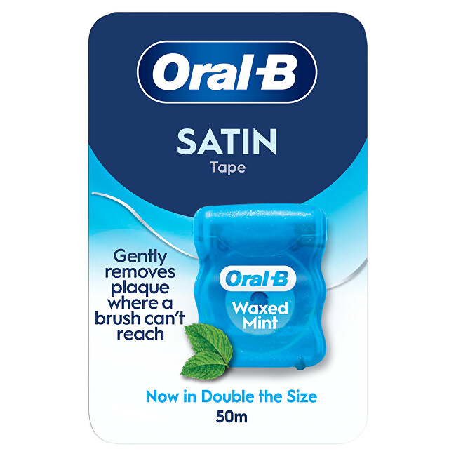 Oral B Dental waxed floss Satin Waxed Mint 50 m tarpdančių siūlas