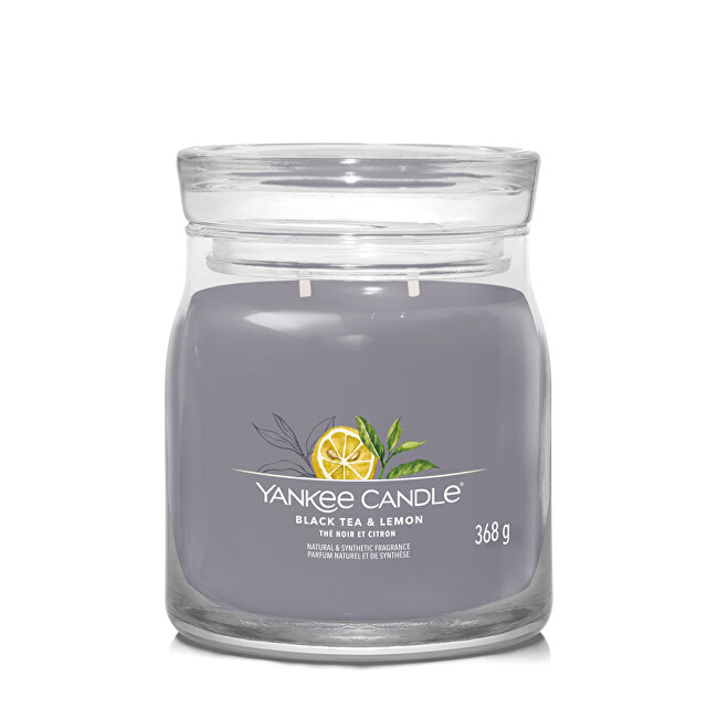 Yankee Candle Aromatic candle Signature glass medium Black Tea & Lemon 368 g Unisex