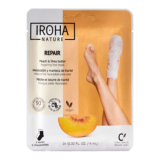 Iroha Regenerating foot mask Peach Foot Mask 2 x 9 ml 9ml kojų kaukė