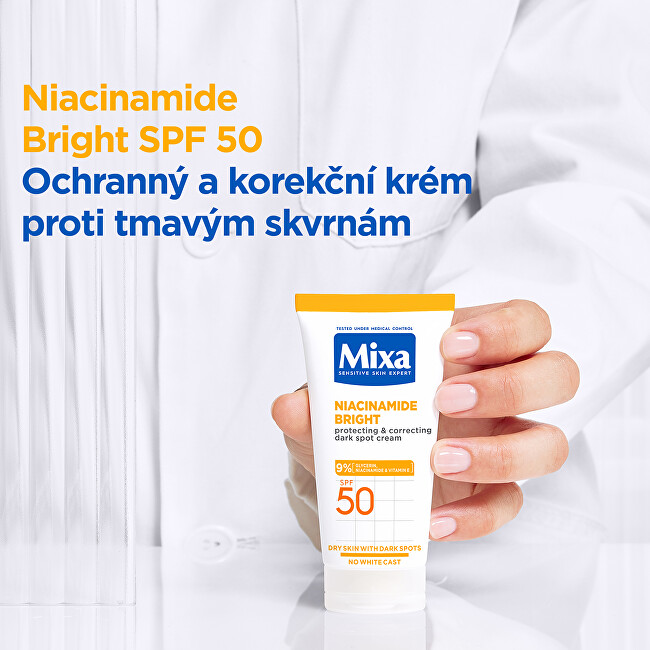 Mixa Niacinamide Bright Protecting & Correcting Dark Spot Cream SPF 50 50ml veido apsauga