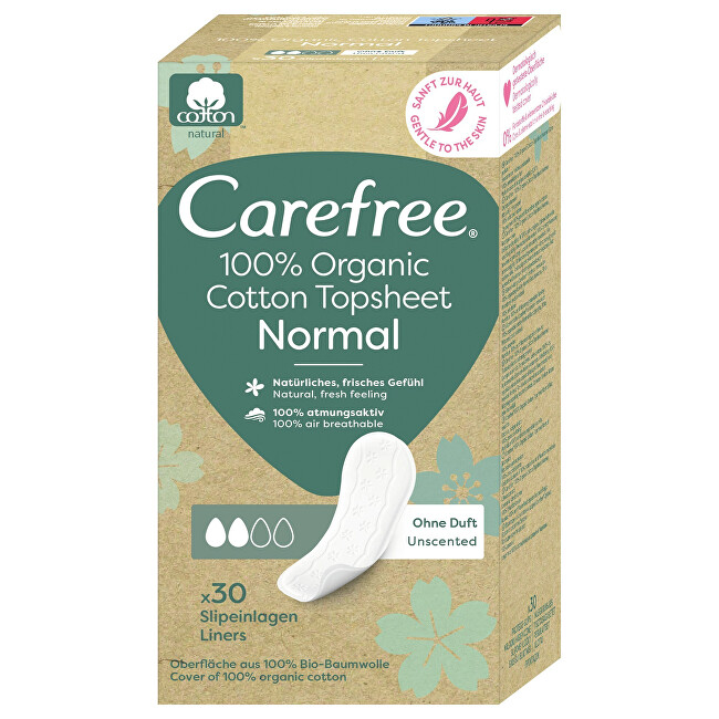 Carefree Organic Cotton Normal Panty Liners 30 ks Moterims